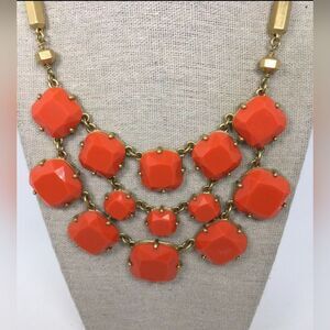 Stella & Dot Goldtone Bib W/ Orange Faceted Beads Stunning NWOT